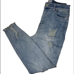 Bamboo Medium Light Denim Distressed Skinny Jeans Size 9